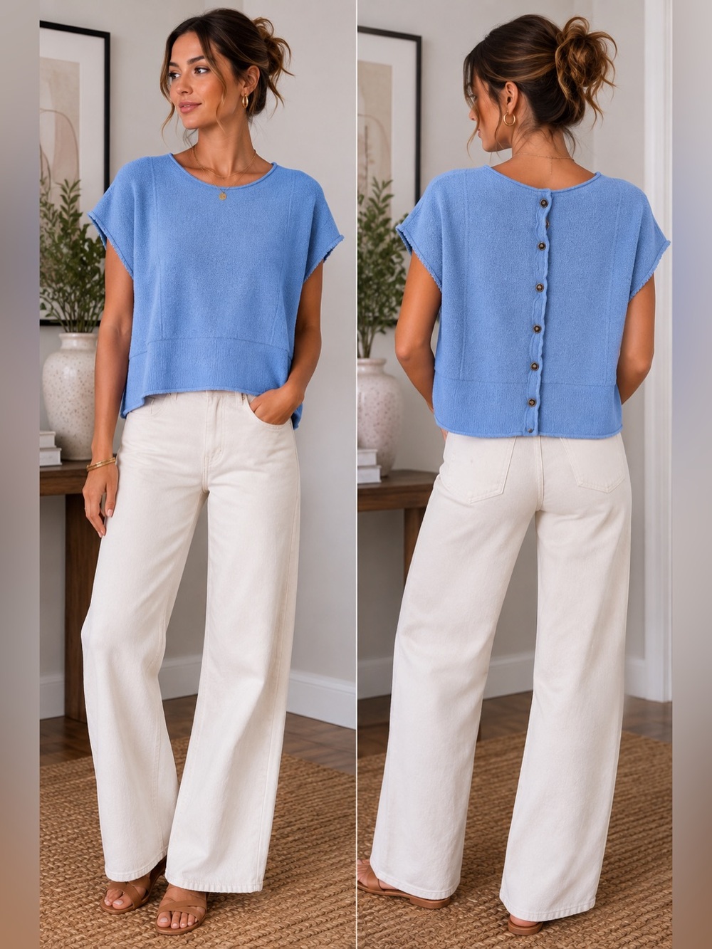 Anthropologie Saturday Sunday 100% Cashmere Blue Top Size S